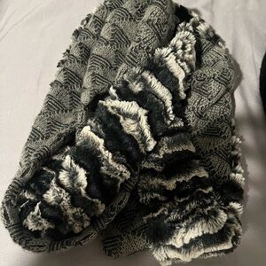 Cozy Black and Gray Knit Scarf